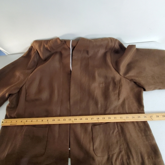 Lands' End Long Sleeve LINEN Blazer Size 26W Open Front Brown Jacket Pockets - Picture 6 of 11